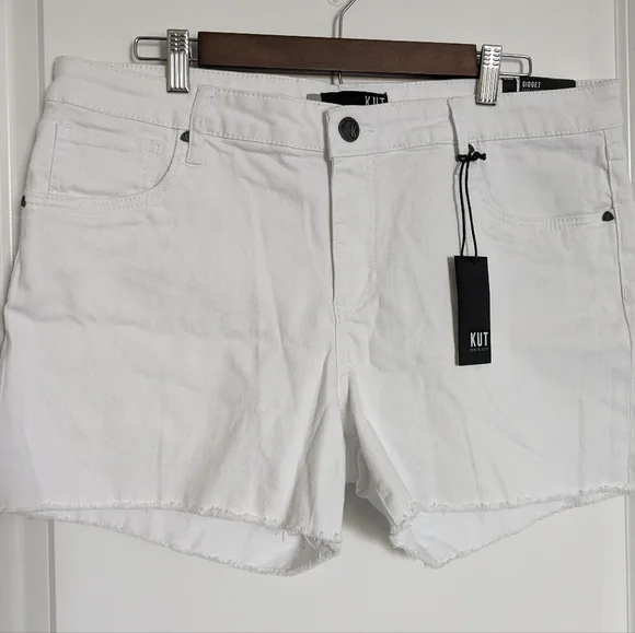 Kut From the Kloth Gidget Fray Shorts Size 14 White NWT - Picture 2 of 5